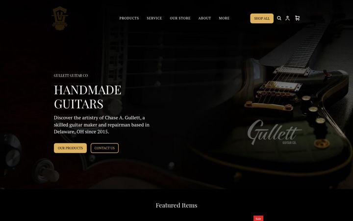 Screenshot of gullettguitar.com