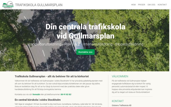 Screenshot of gullmarsplantrafikskola.se