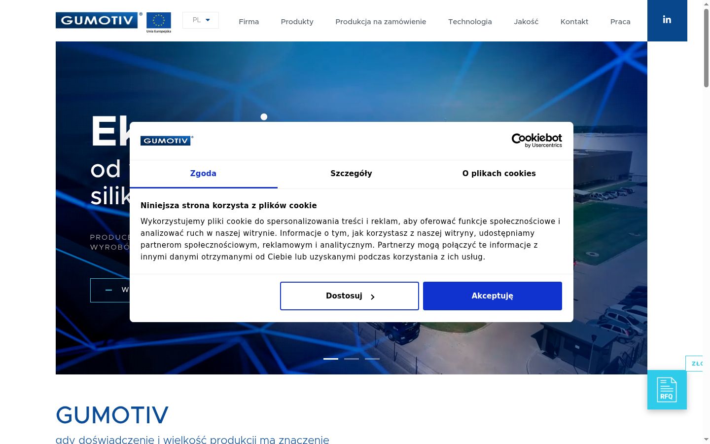 Captura de pantalla del banner de consentimiento mostrado antes de cualquier interacción