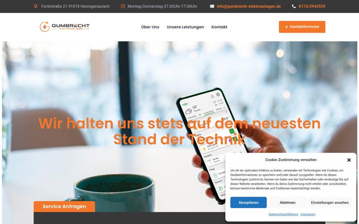 Screenshot of gumbrecht-elektroanlagen.de