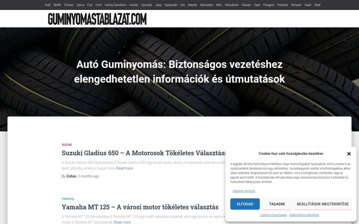 Screenshot of guminyomastablazat.com