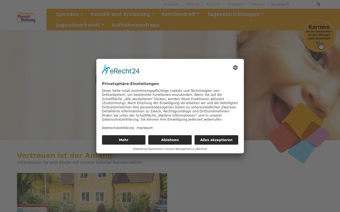 Screenshot tal-banner tal-kunsens muri qabel kwalunkwe interazzjoni