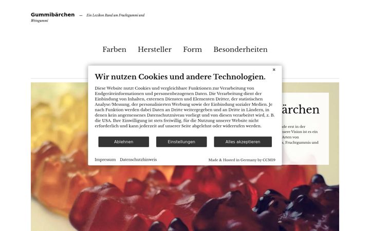 Screenshot of gummibaerchen-lexikon.de