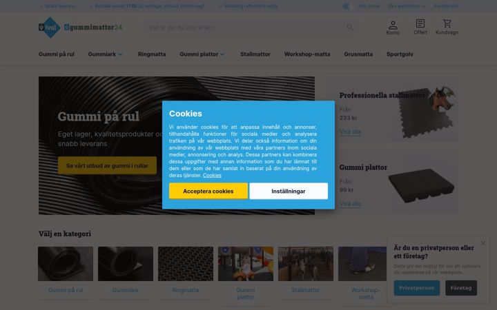 Screenshot of gummimattor24.se