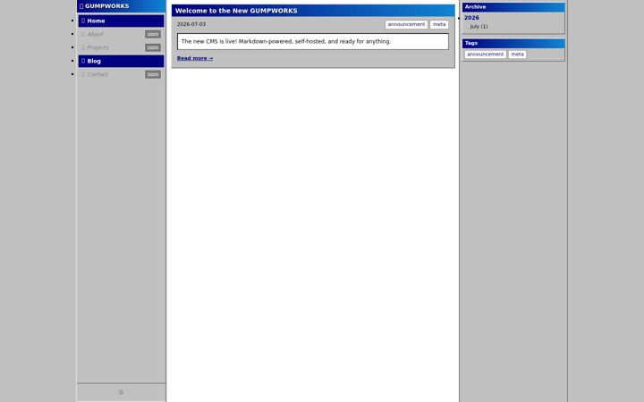 Screenshot of gumpworks.com