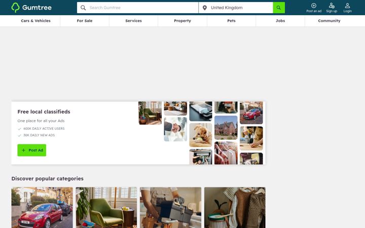 Screenshot ta' gumtree.com