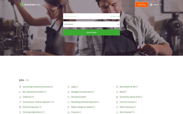 Screenshot of gumtree.ie