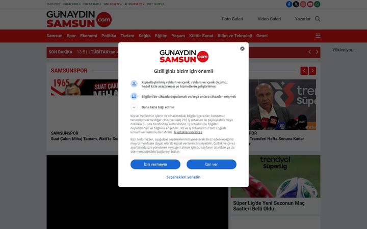 Képernyőkép: gunaydinsamsun.com