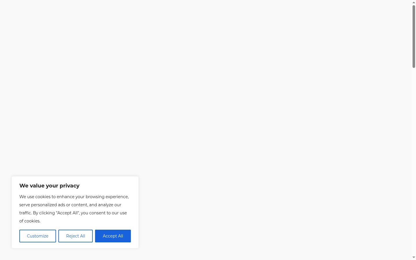 Screenshot του banner συγκατάθεσης που εμφανίστηκε πριν από οποιαδήποτε αλληλεπίδραση