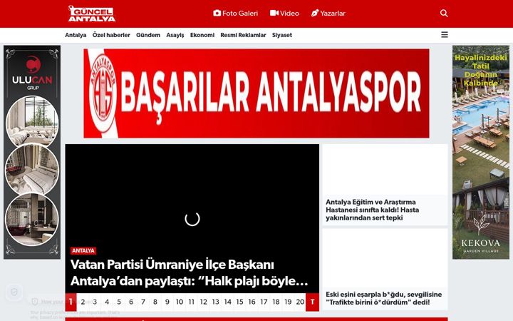 Screenshot of guncelantalya.com