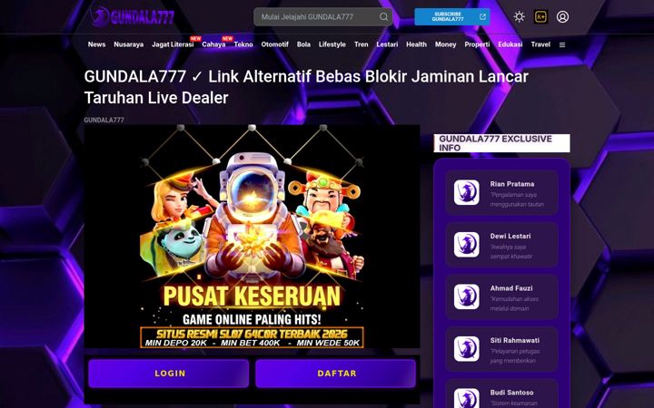 Screenshot of gundala777.com
