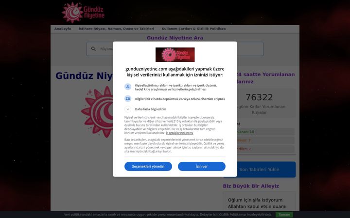 Screenshot of gunduzniyetine.com