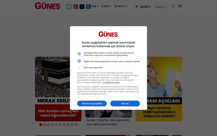 Screenshot ta' gunes.com
