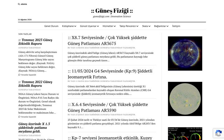 Screenshot of gunesfizigi.com