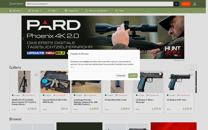 Screenshot of gunfinder.com