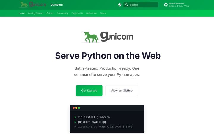 Screenshot of gunicorn.org