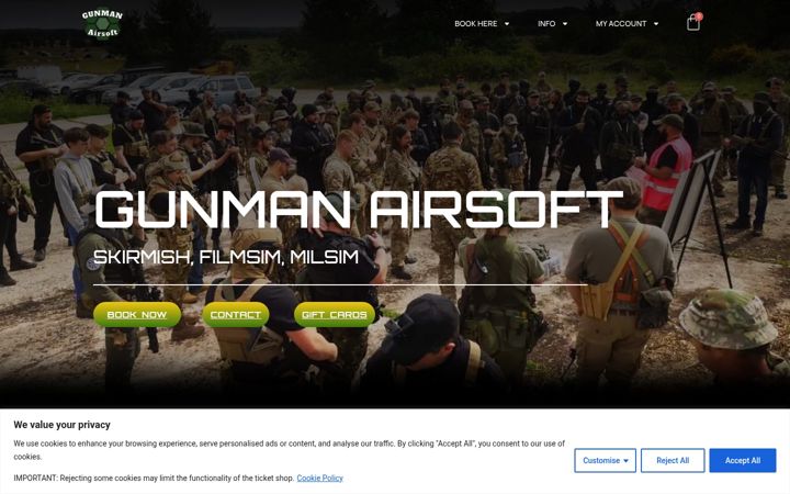 Screenshot of gunmanairsoft.co.uk
