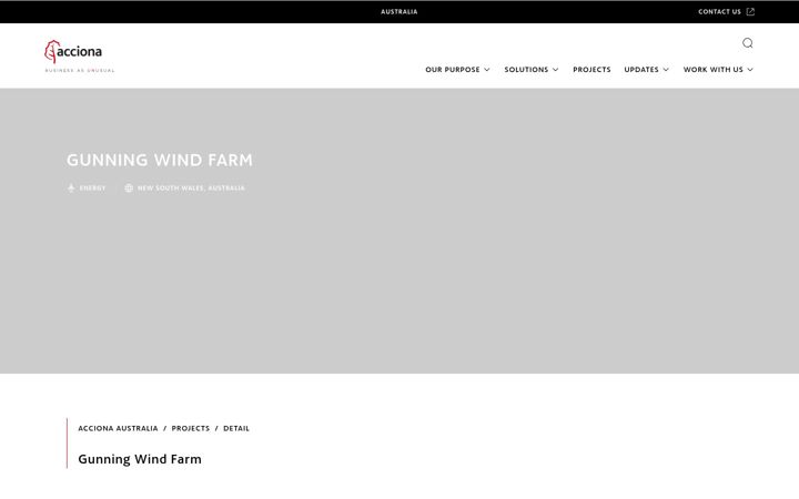 Screenshot of gunningwindfarm.com.au