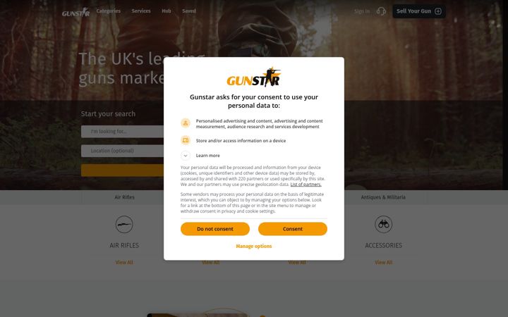Screenshot of gunstar.co.uk
