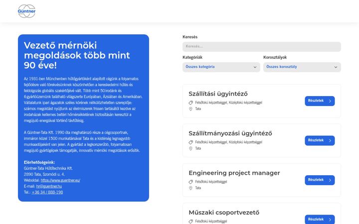Screenshot of guntnerkarrier.hu