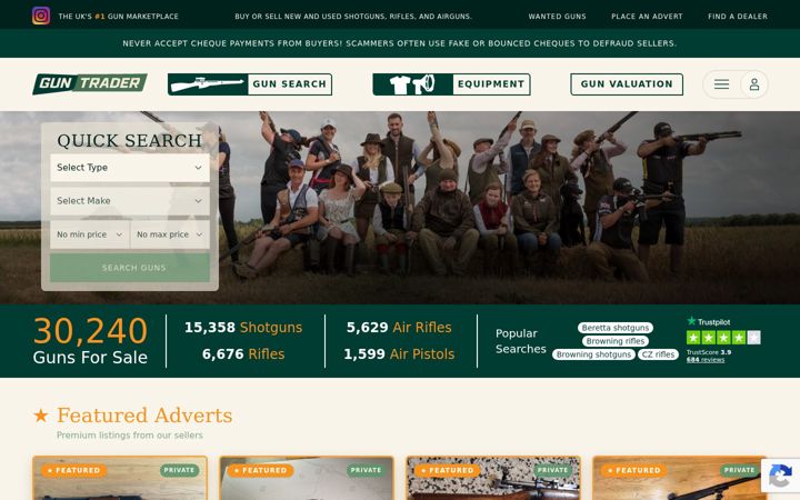Screenshot of guntrader.uk