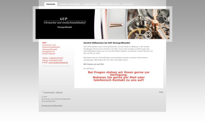 Screenshot of gup-uhrengrosshandel.de