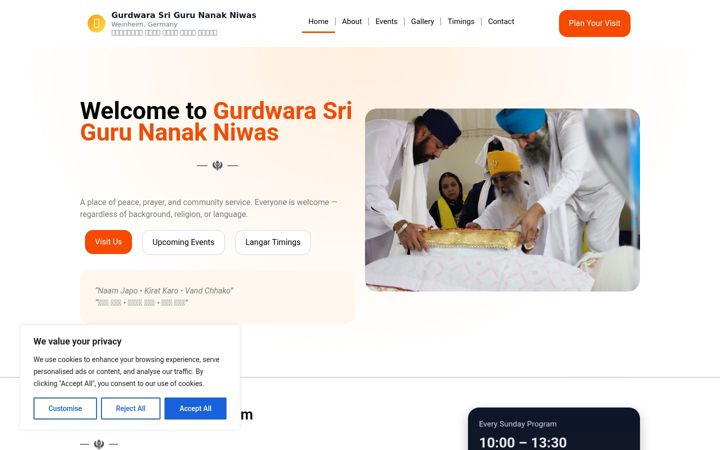 Screenshot of gurdwaraweinheim.com
