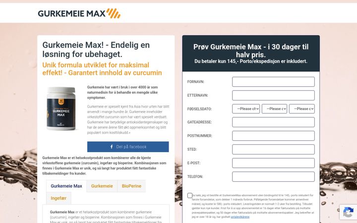 Screenshot of gurkemeiemax.no