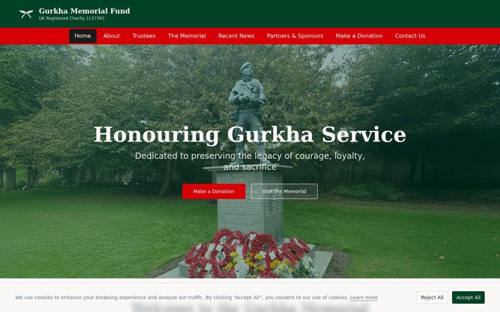 Screenshot of gurkhamemorialfund.org.uk