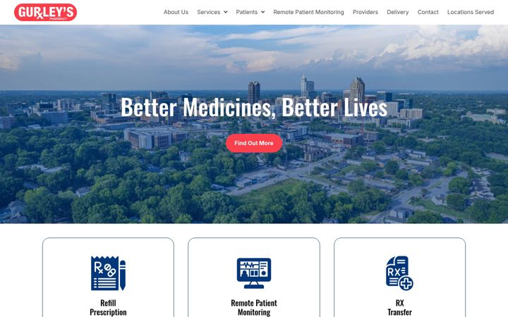 Screenshot of gurleyspharmacy.com