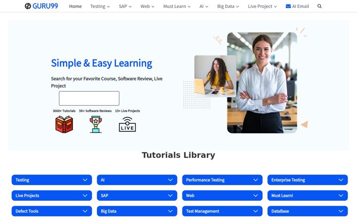 Screenshot of guru99.com