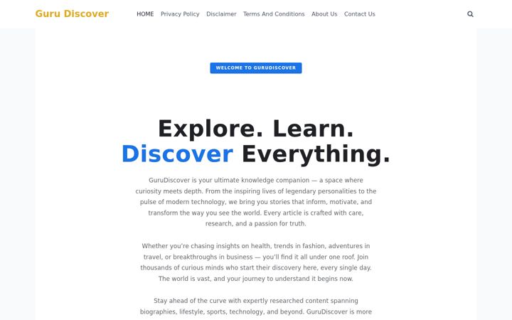 Screenshot of gurudiscover.com