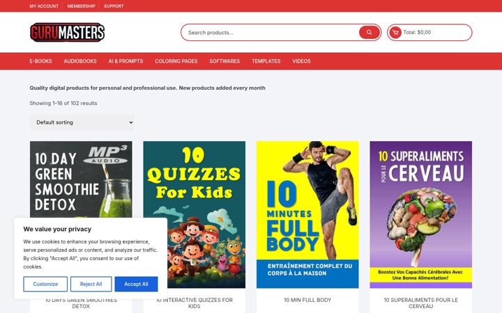 Screenshot of gurumasters.online