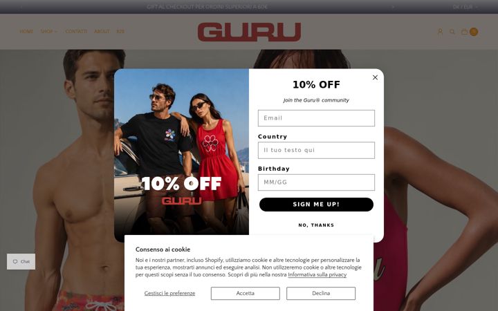 Screenshot of guruofficialbrand.com