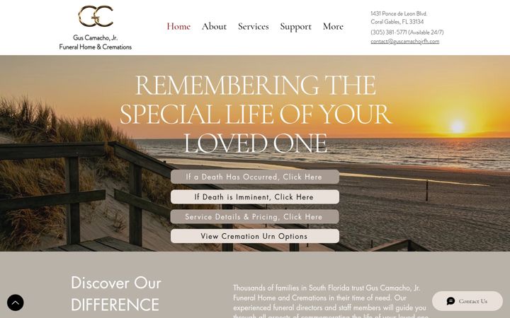 Screenshot of guscamachojrcremations.com