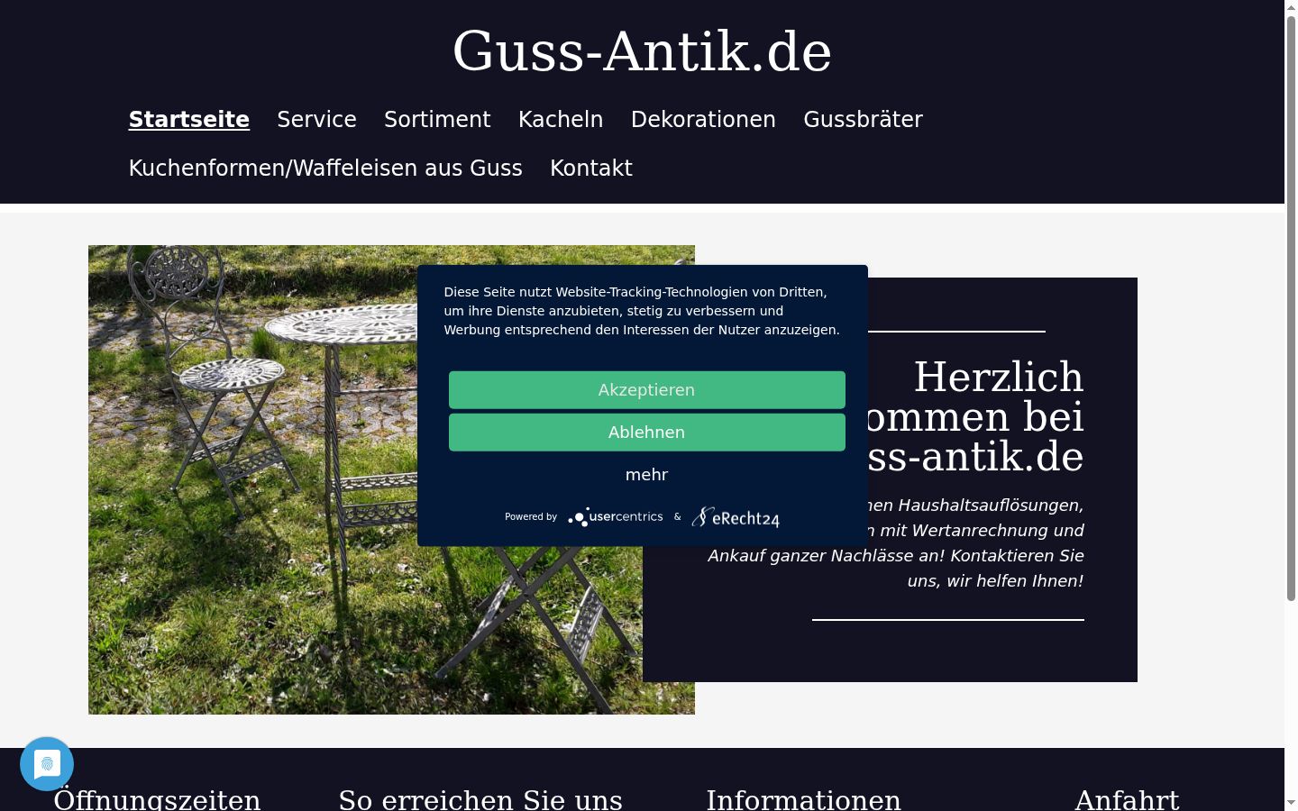Screenshot del banner di consenso mostrato prima di qualsiasi interazione
