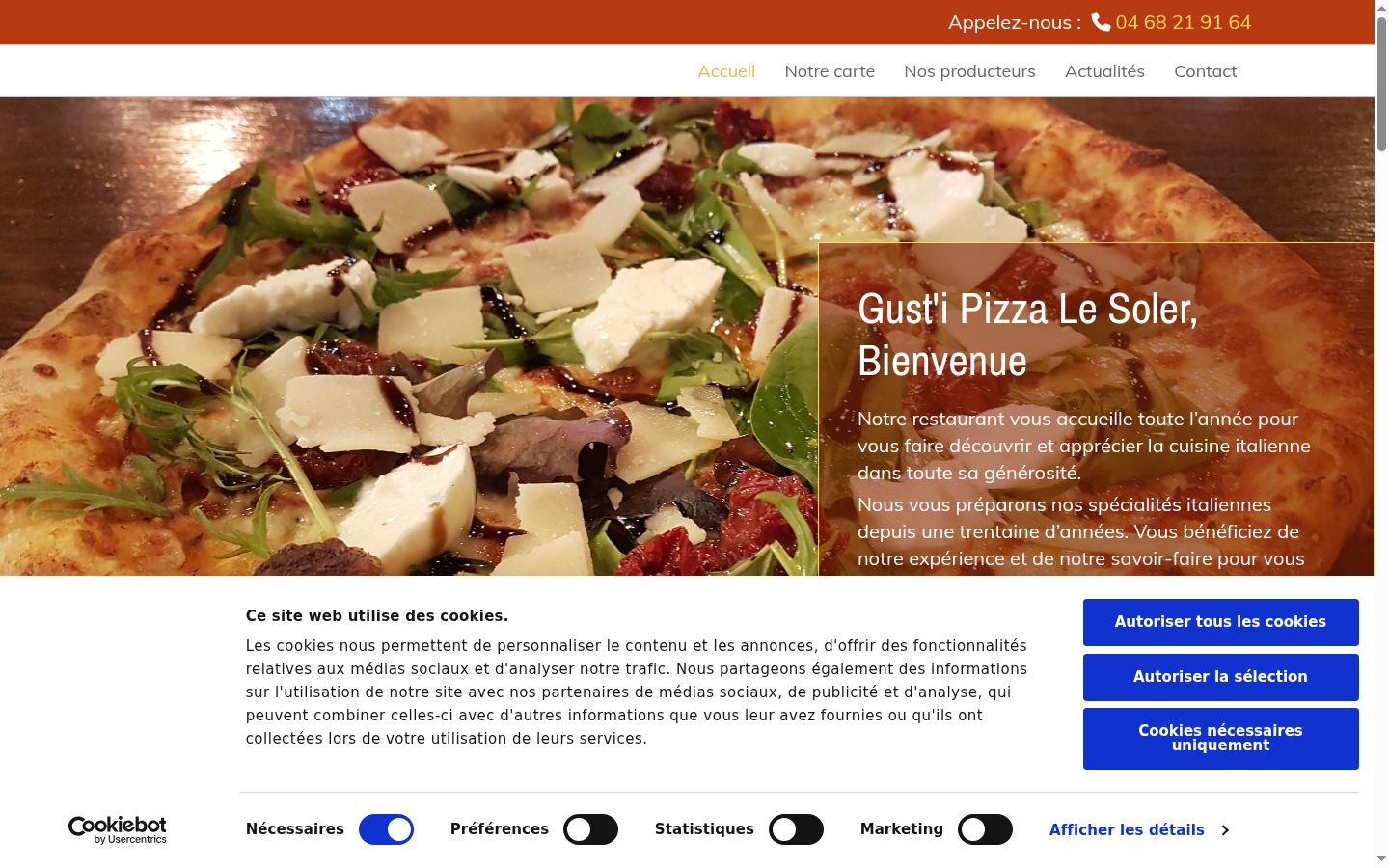 Screenshot del banner di consenso mostrato prima di qualsiasi interazione