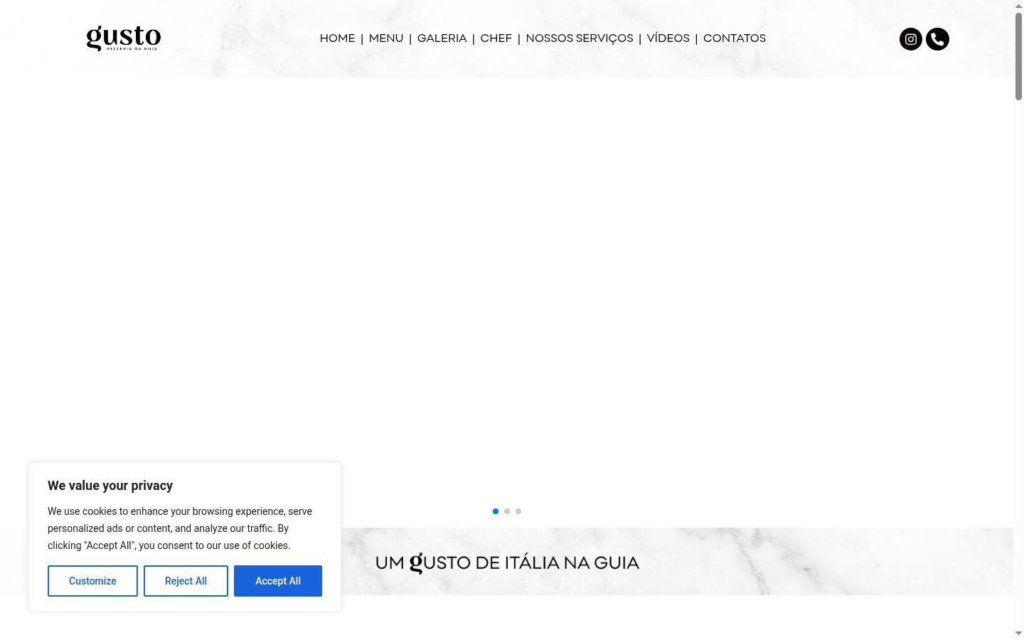 Screenshot del banner di consenso mostrato prima di qualsiasi interazione