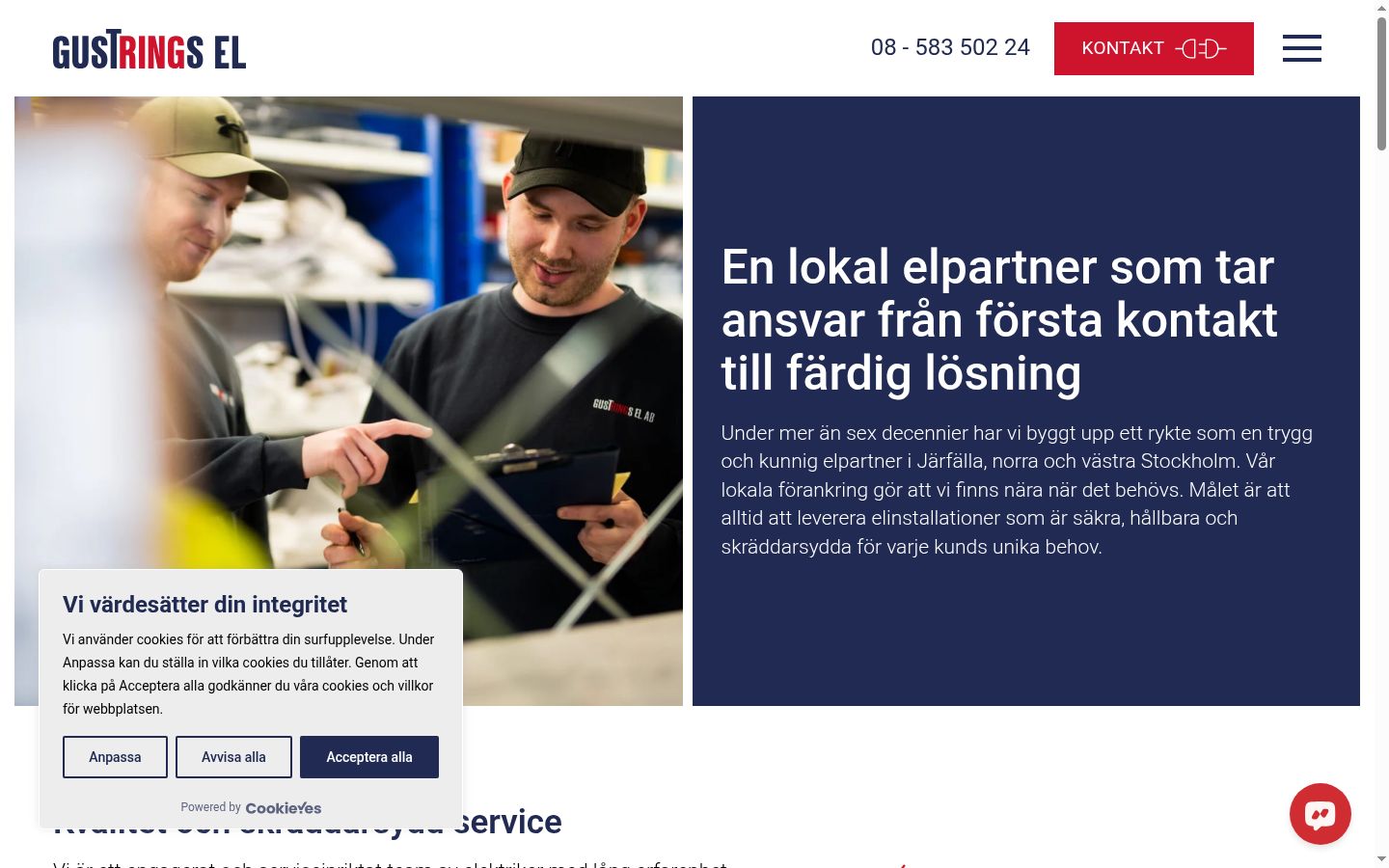 Skærmbillede af samtykkebanneret, som det blev vist før nogen interaktion
