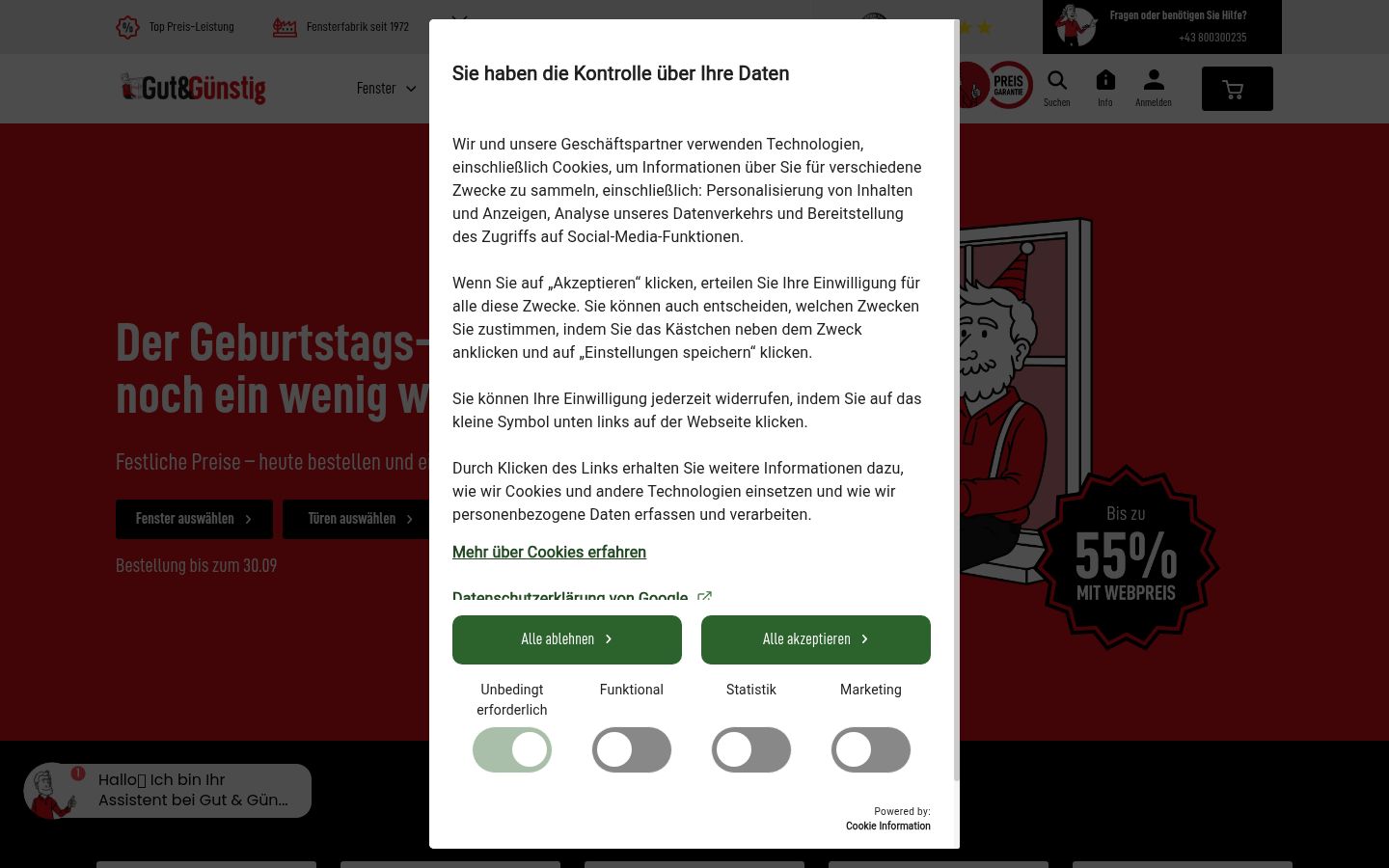 Screenshot of the consent banner shown before any interaction