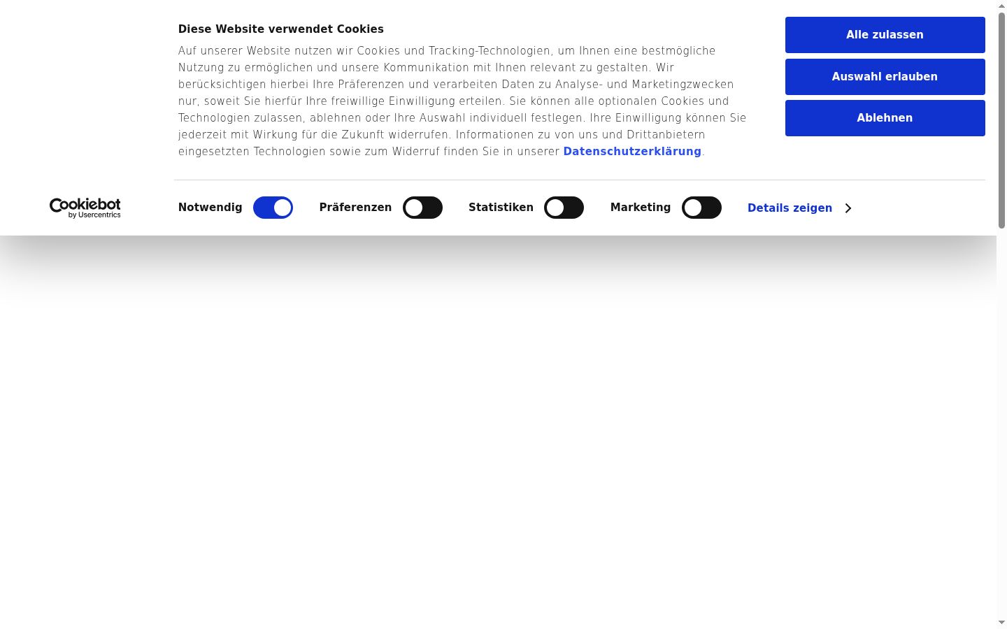 Screenshot del banner di consenso mostrato prima di qualsiasi interazione