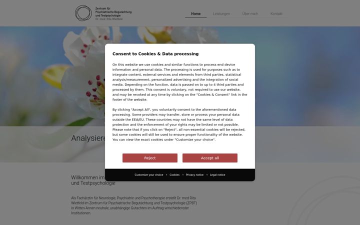 Screenshot of gutachten-praxis-wietfeld.de