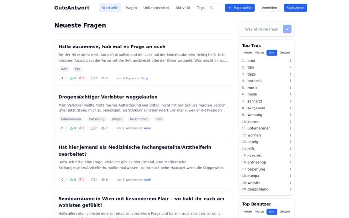 Screenshot of guteantwort.com