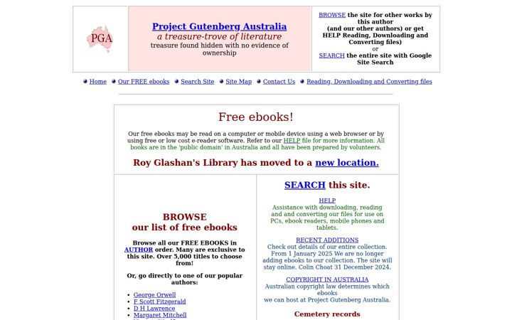 Screenshot of gutenberg.net.au