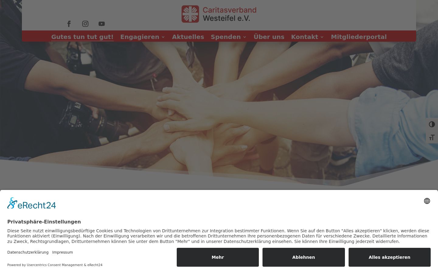 Screenshot des Einwilligungsbanners vor jeglicher Interaktion