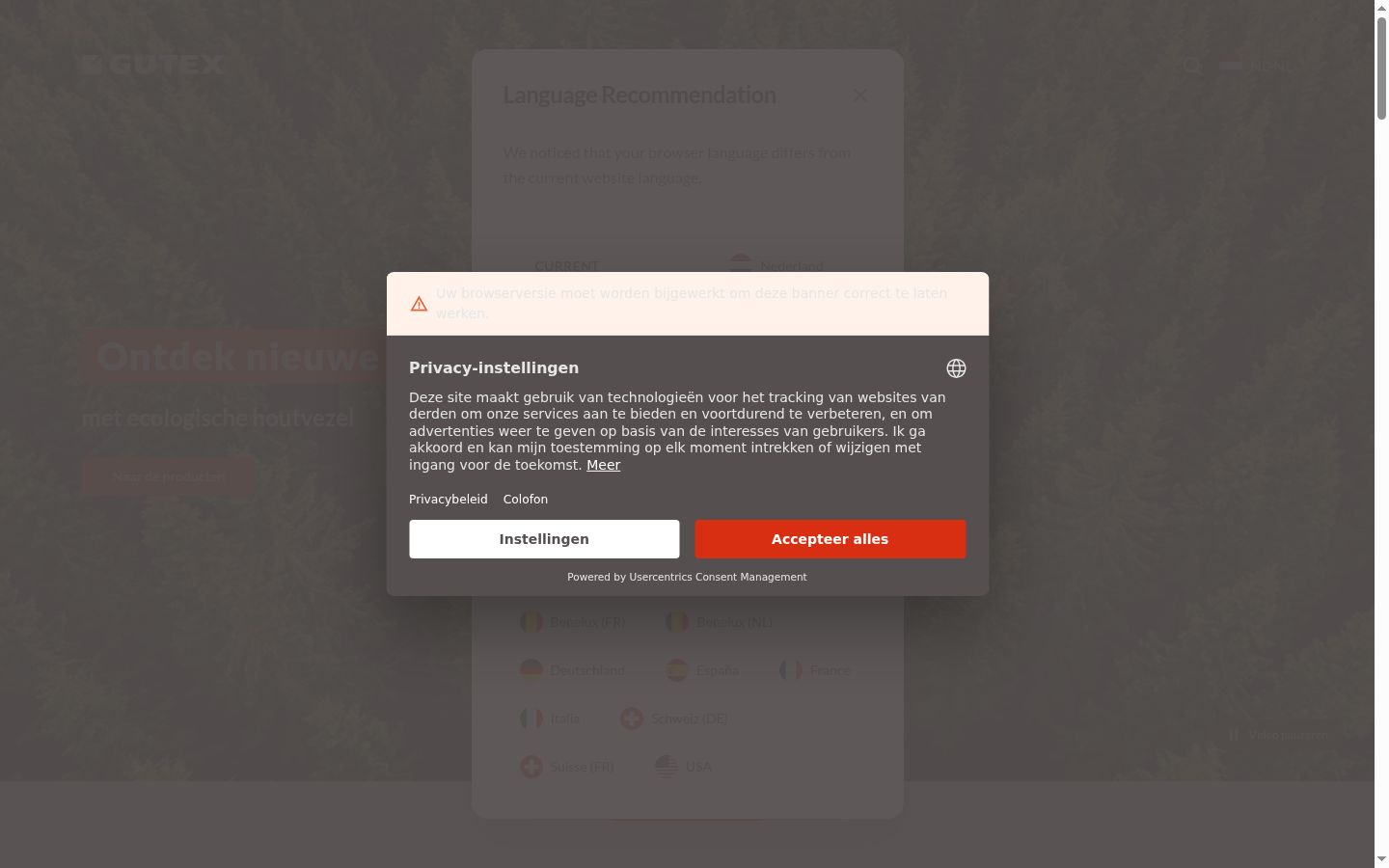 Screenshot tal-banner tal-kunsens muri qabel kwalunkwe interazzjoni
