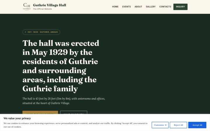 Screenshot of guthrievillagehall.co.uk
