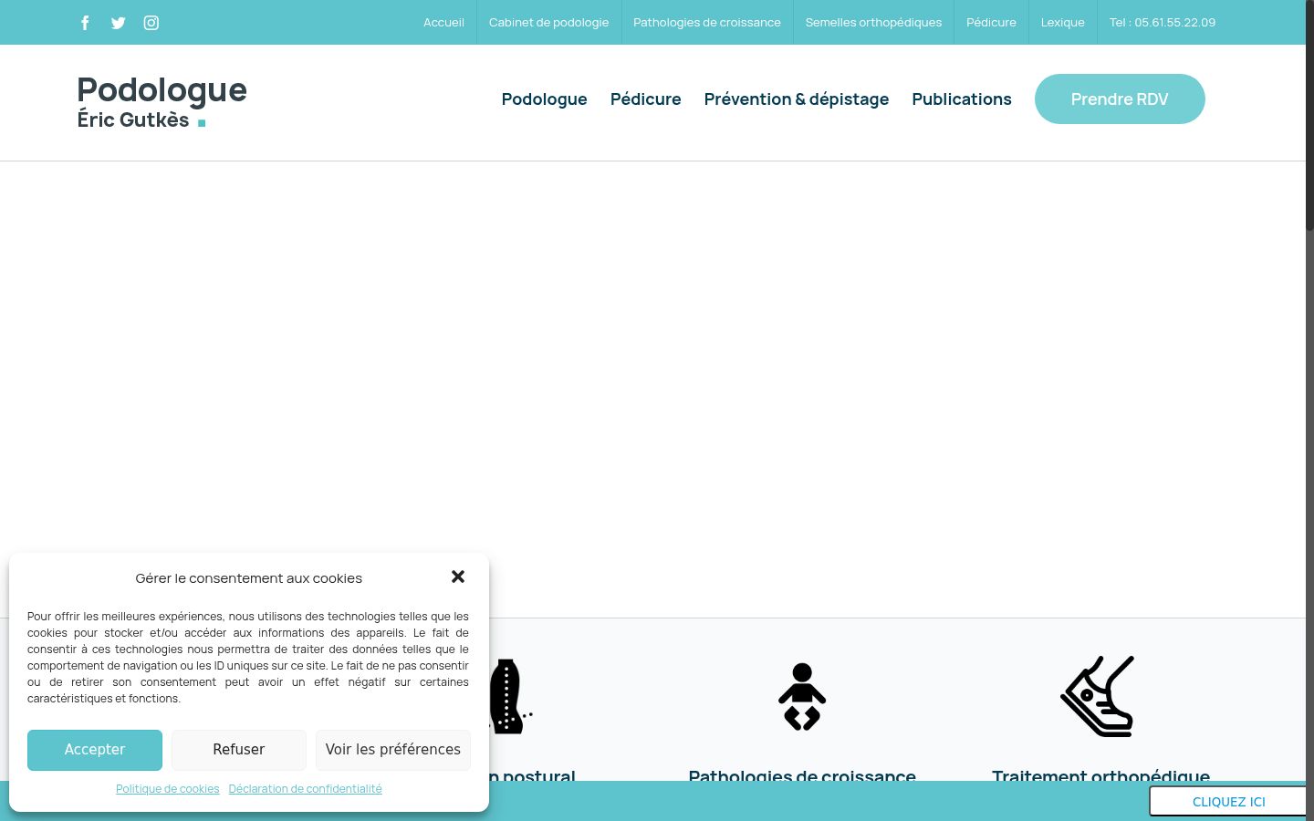 Capture d'écran de la bannière de consentement affichée avant toute interaction