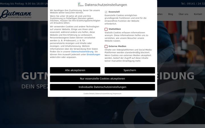 Screenshot of gutmann-herrenbekleidung.de