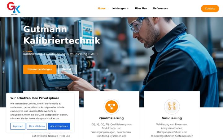 Screenshot of gutmann-kalibriertechnik.de